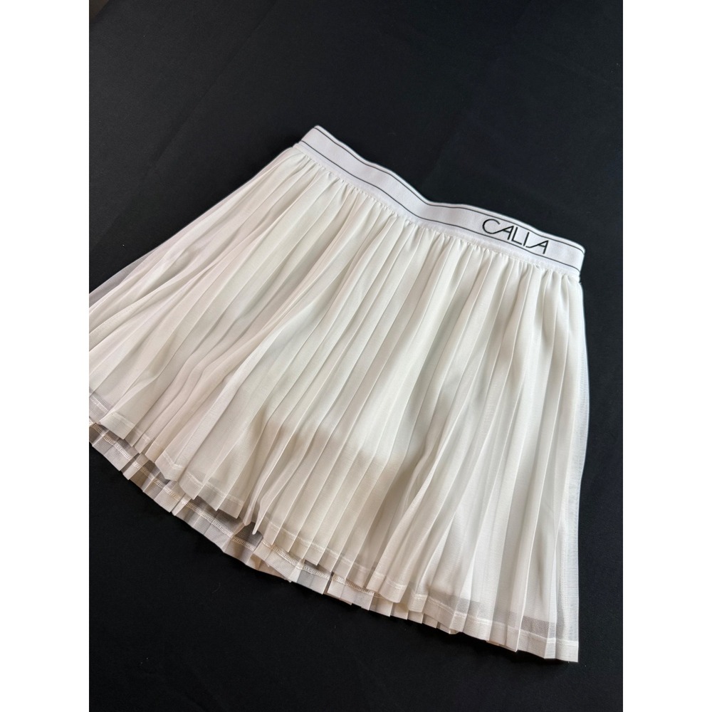CALIA Womens White Pleated Mesh Athletic Tennis Skort XS NWOT